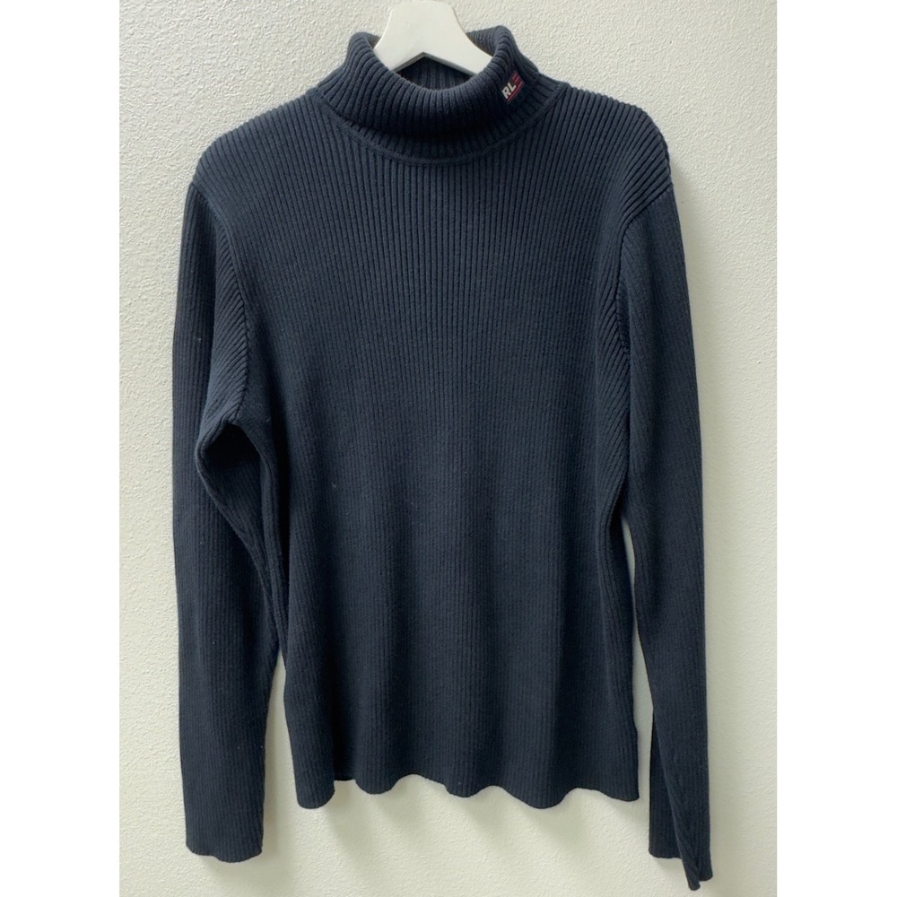 Polo Jeans Co Ralph Lauren Turtleneck Sweater Mens XL Navy Blue Ribbed Prep Y2K